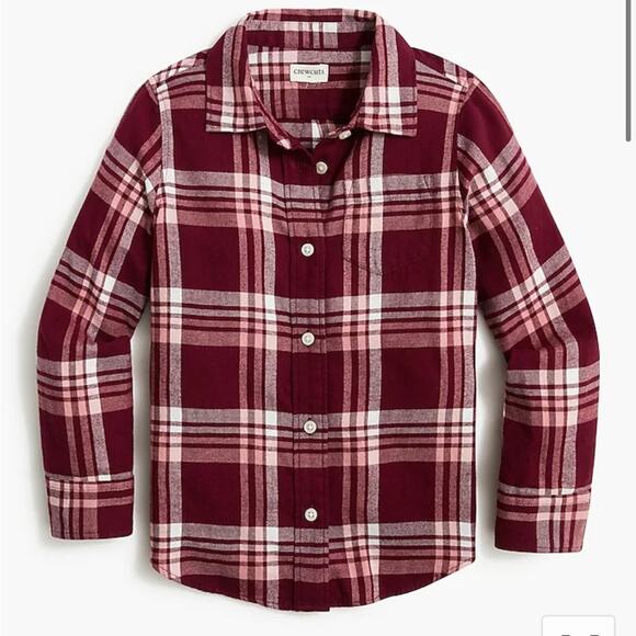 NWT J. Crew Factory Girls Burgundy and Pink Flannel Top Size Small - Picture 5 of 5